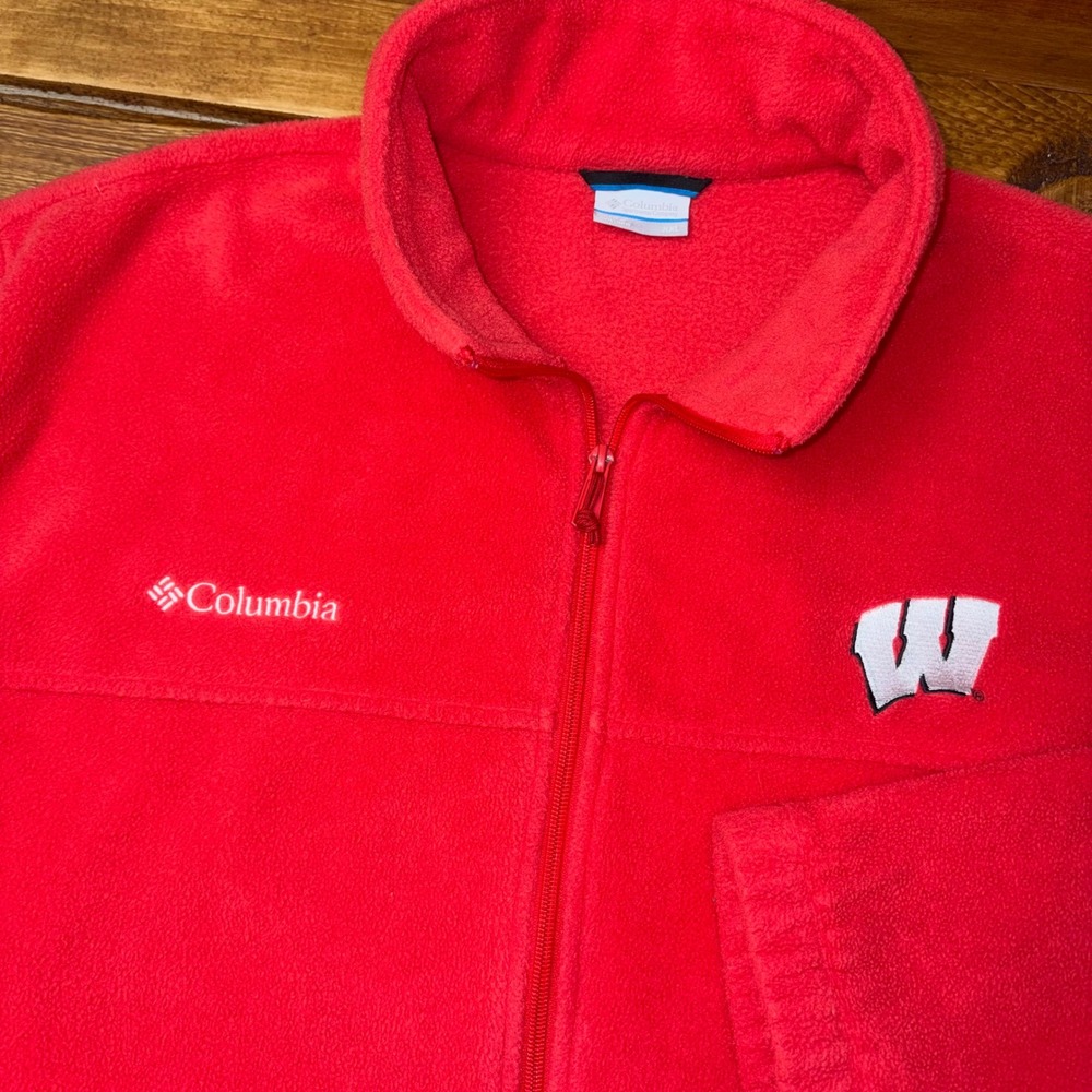 Columbia Fleece Jacket Mens XXL Red Wisconsin Badgers Full Zip Steens‎ Mountain